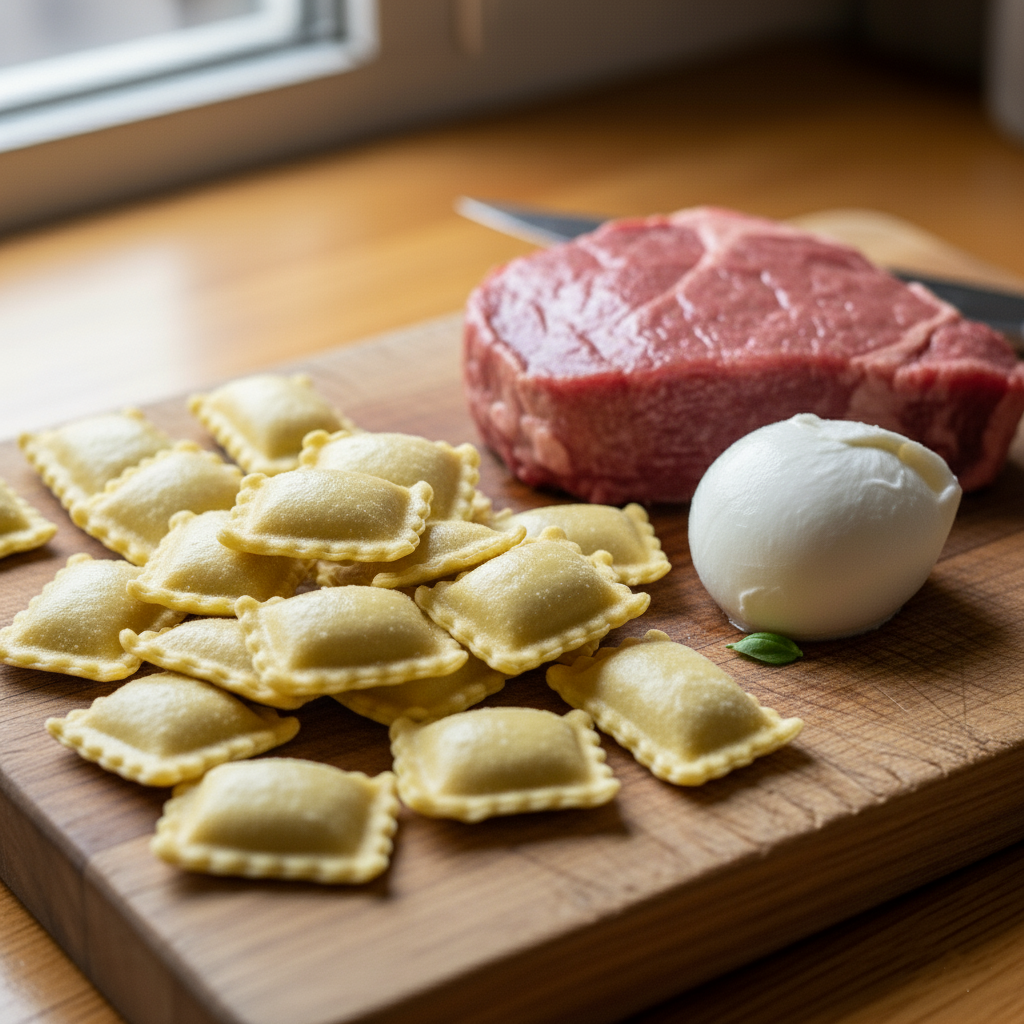 Ravioli di vitello e mozzarella