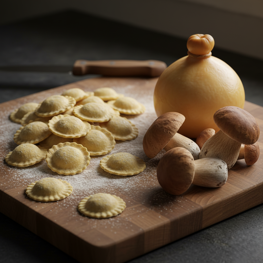 Ravioli scamorza e funghi porcini